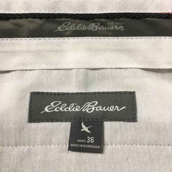 Eddie Bauer Chino Pants Mens 36 Beige Cotton Mid Rise Flat Front Zip Fly Casual - Picture 11 of 12